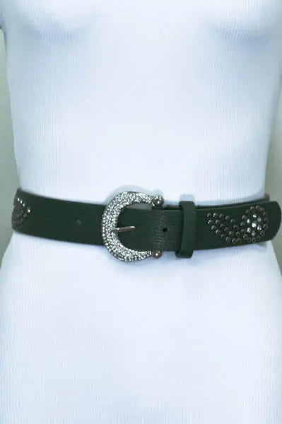 Adjustable Leather Fit Studded Leaf Decal Belt 🍂 Leto Collection