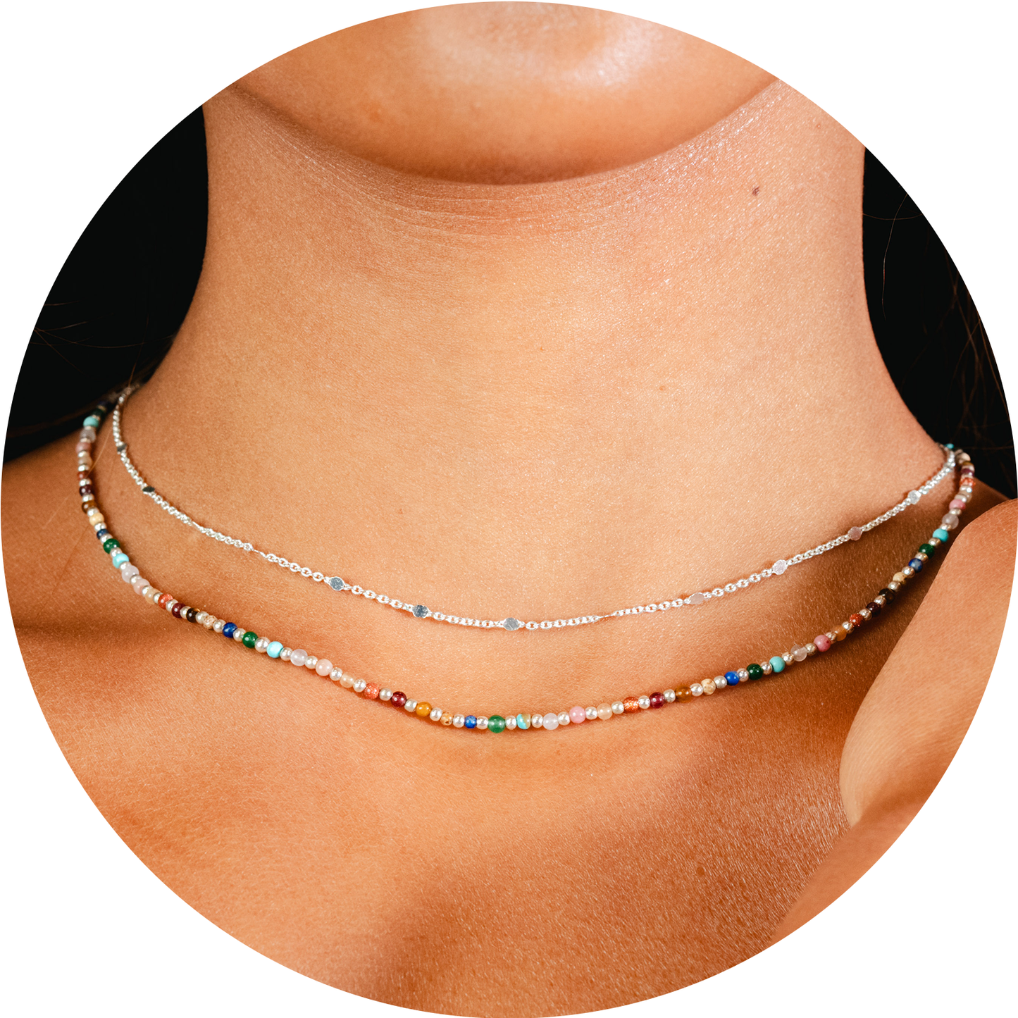 Master Healer 2mm Healing + Circles in the Sand Necklace Stack in silver circlesinthesand cover — Soul Flow Apparel