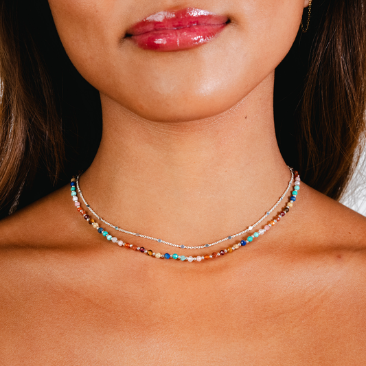 Master Healer 3mm Healing + Circles in the Sand Necklace Stack in circlesinthesandnecklacestack silver studio — Soul Flow Apparel