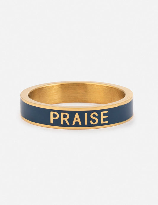 Navy Enamel Praise Ring – Christian Ring
