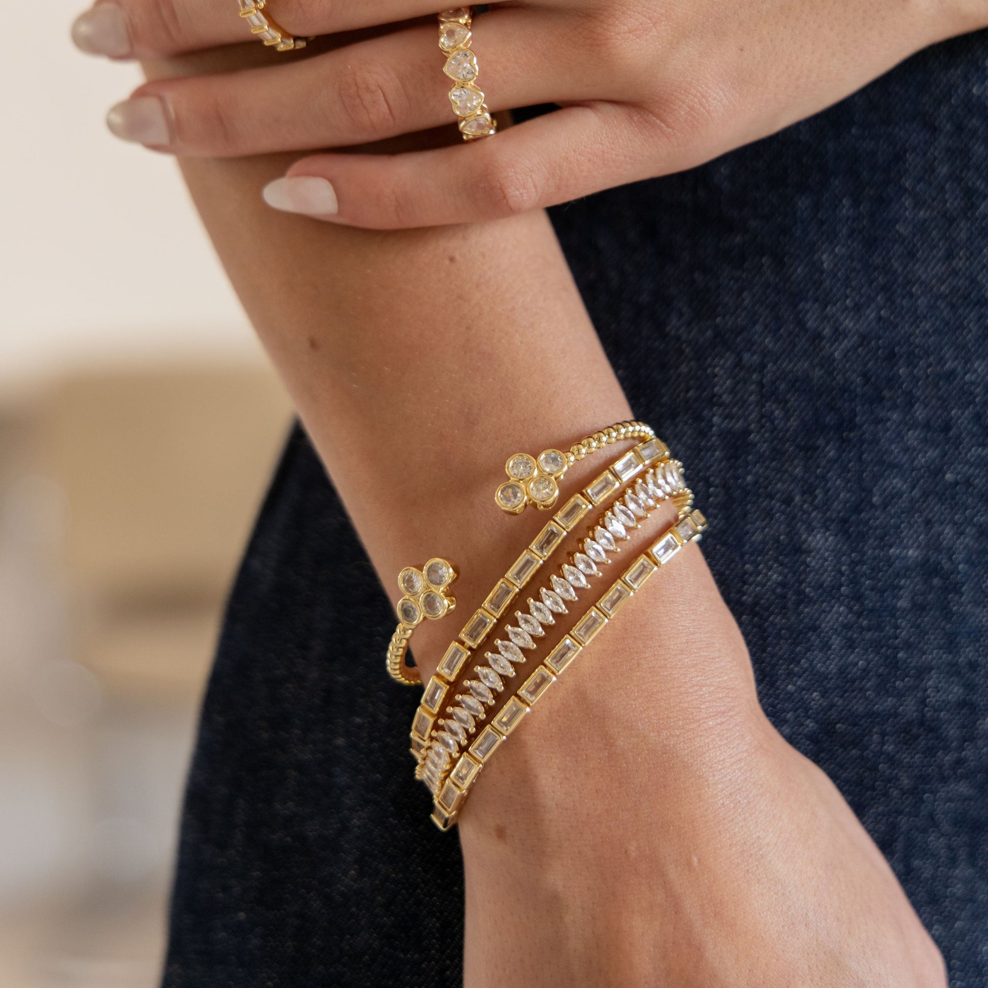Oriana Flower Cuff in lainey maisley jubilee bezelheart — Soul Flow Apparel