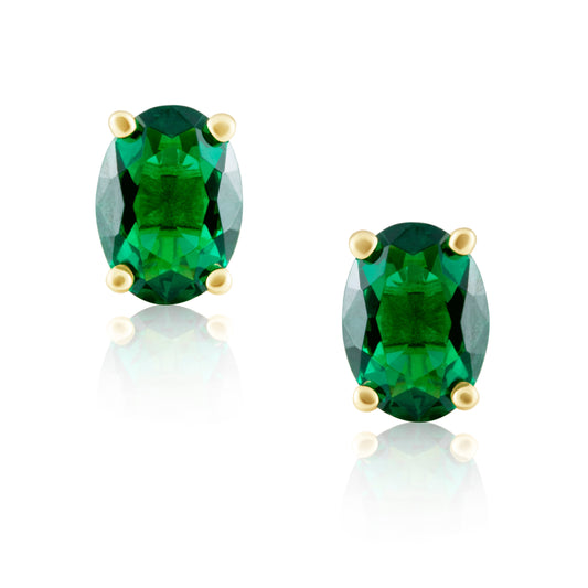 Emerald Oval Cut Studs — Soul Flow Apparel