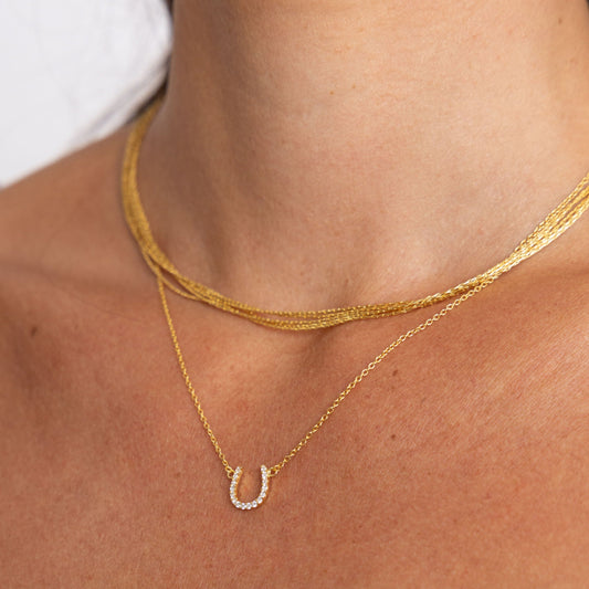 Bridgette Mini Horseshoe Necklace in shoot, view 15244 — Soul Flow Apparel