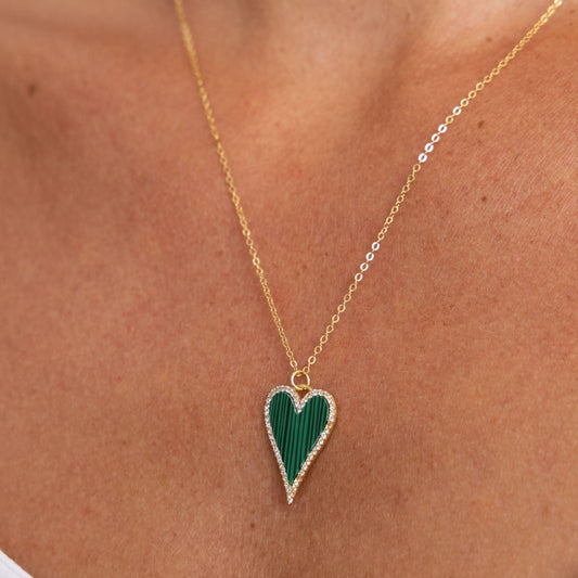 Lucy Cz Heart Necklace in shoot, view 15254 — Soul Flow Apparel