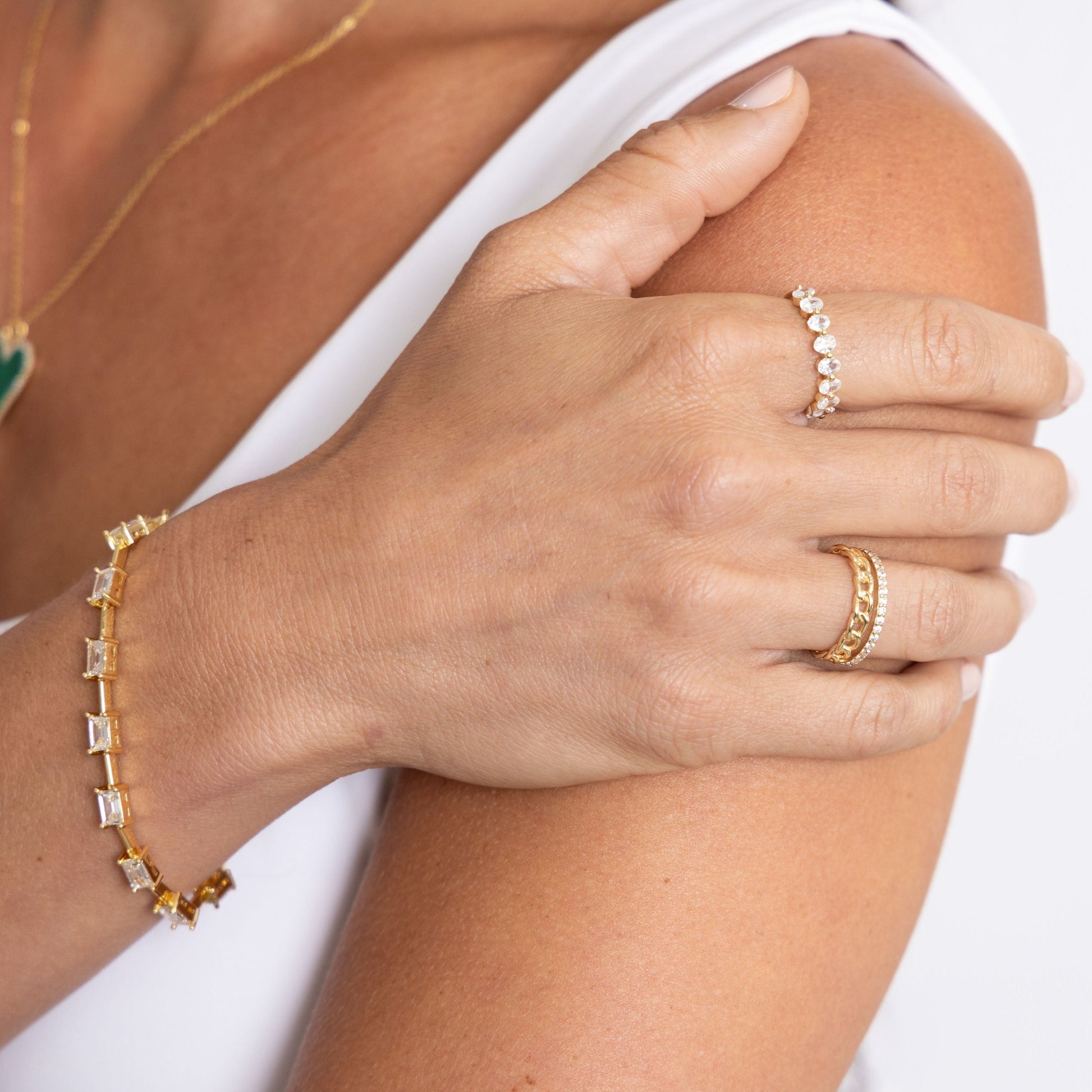 Jolene Cz Chain Ring in shoot, view 15262 — Soul Flow Apparel