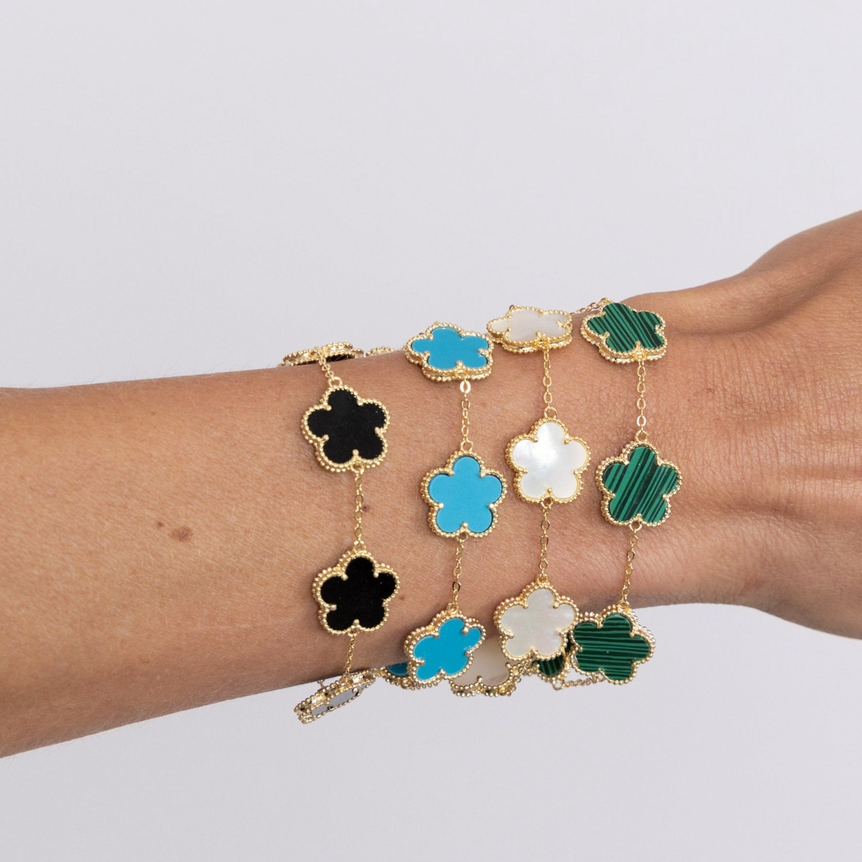 Adeline Clover Bracelet in shoot, view 15354 — Soul Flow Apparel