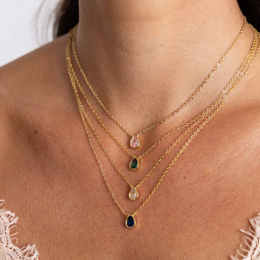 Ines Raindrop Necklace Cz in shoot, view 15443 — Soul Flow Apparel