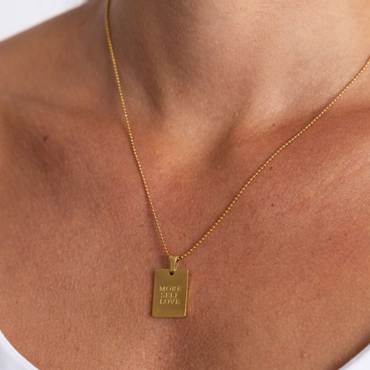 More Self Love Necklace in shoot, view 15463 — Soul Flow Apparel