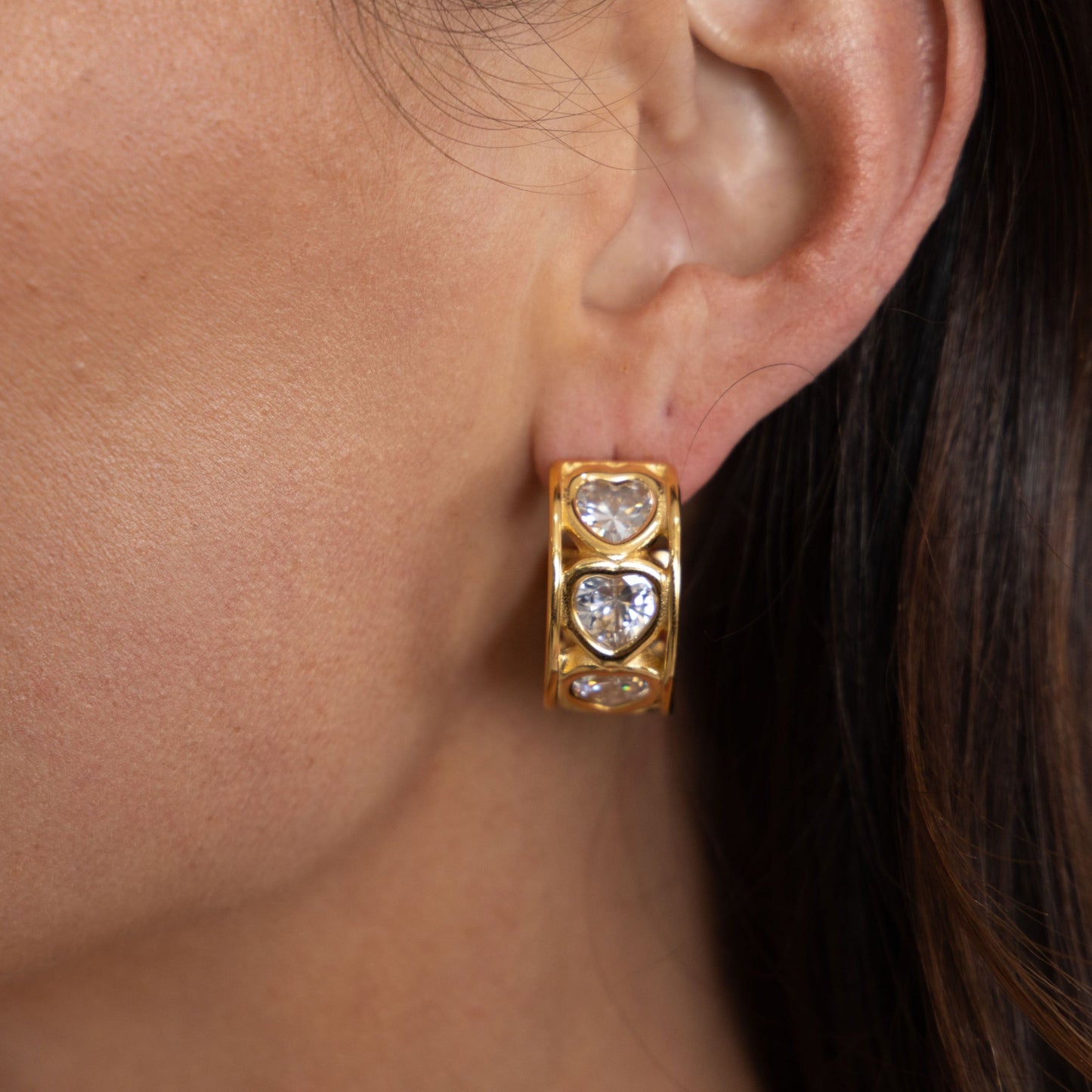 Bezel Heart Hoop in shoot, view 15710 — Soul Flow Apparel