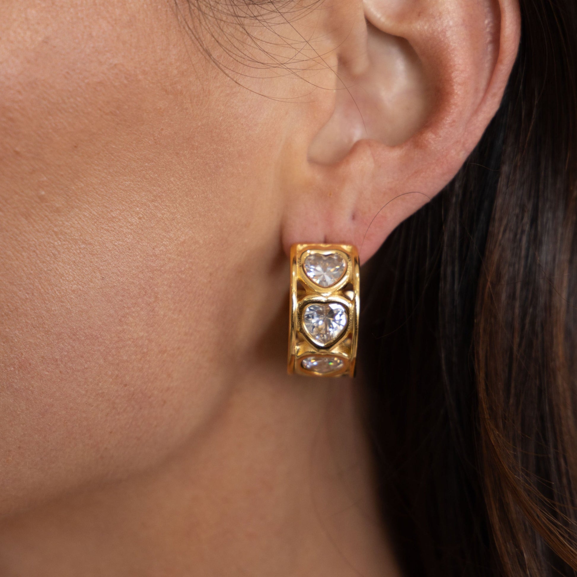 Bezel Heart Hoop in shoot, view 15710 — Soul Flow Apparel