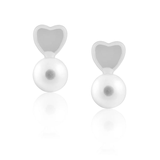 Pearly Heart Studs in stud silver — Soul Flow Apparel