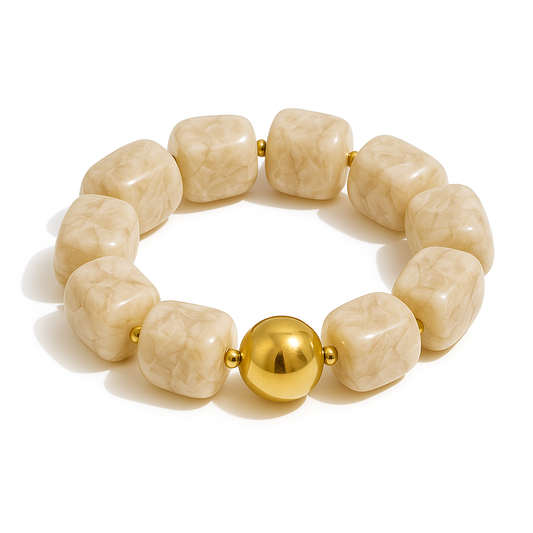 Pebbles Beige Stretchy Bracelet — Soul Flow Apparel