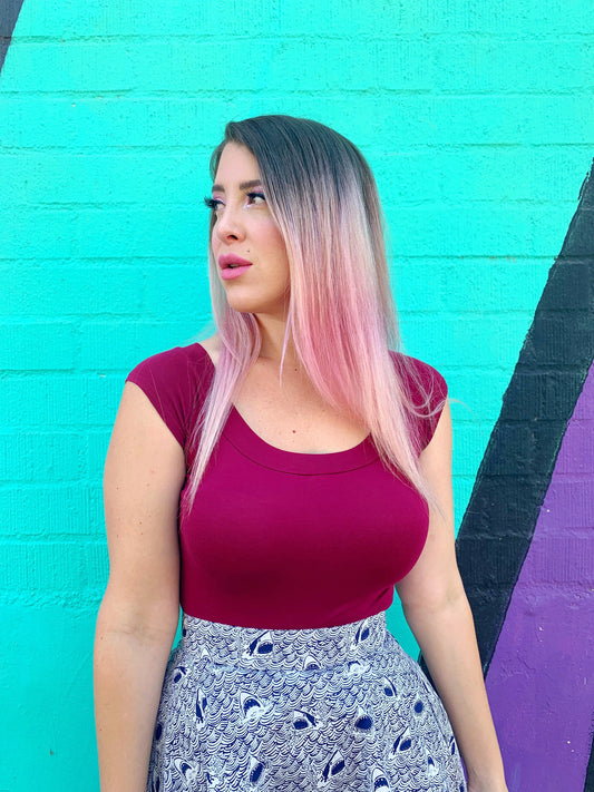 Retro Boat Neck Top in Burgundy — Soul Flow Apparel