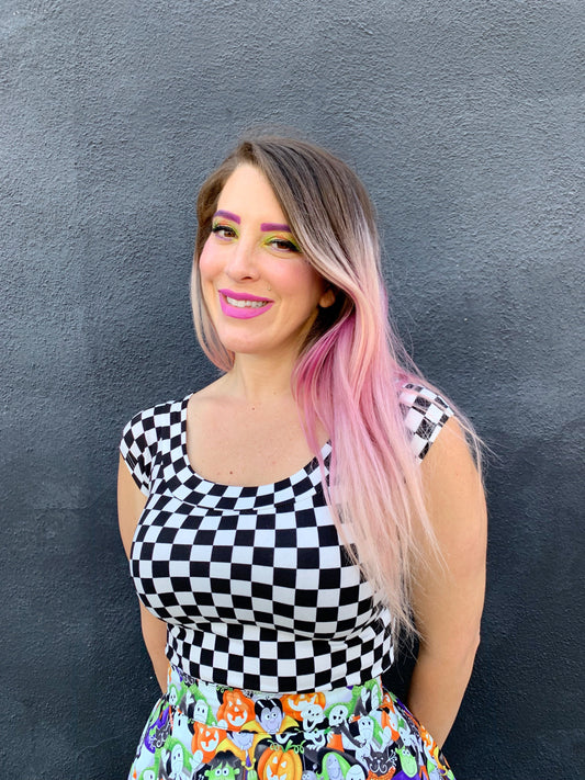 Boat Neck Top in Checkers - Xs Only — Soul Flow Apparel