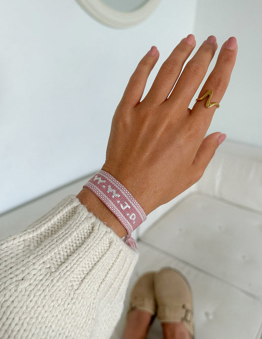 Pink WWJD Embroidered Bracelet – Christian Wristband