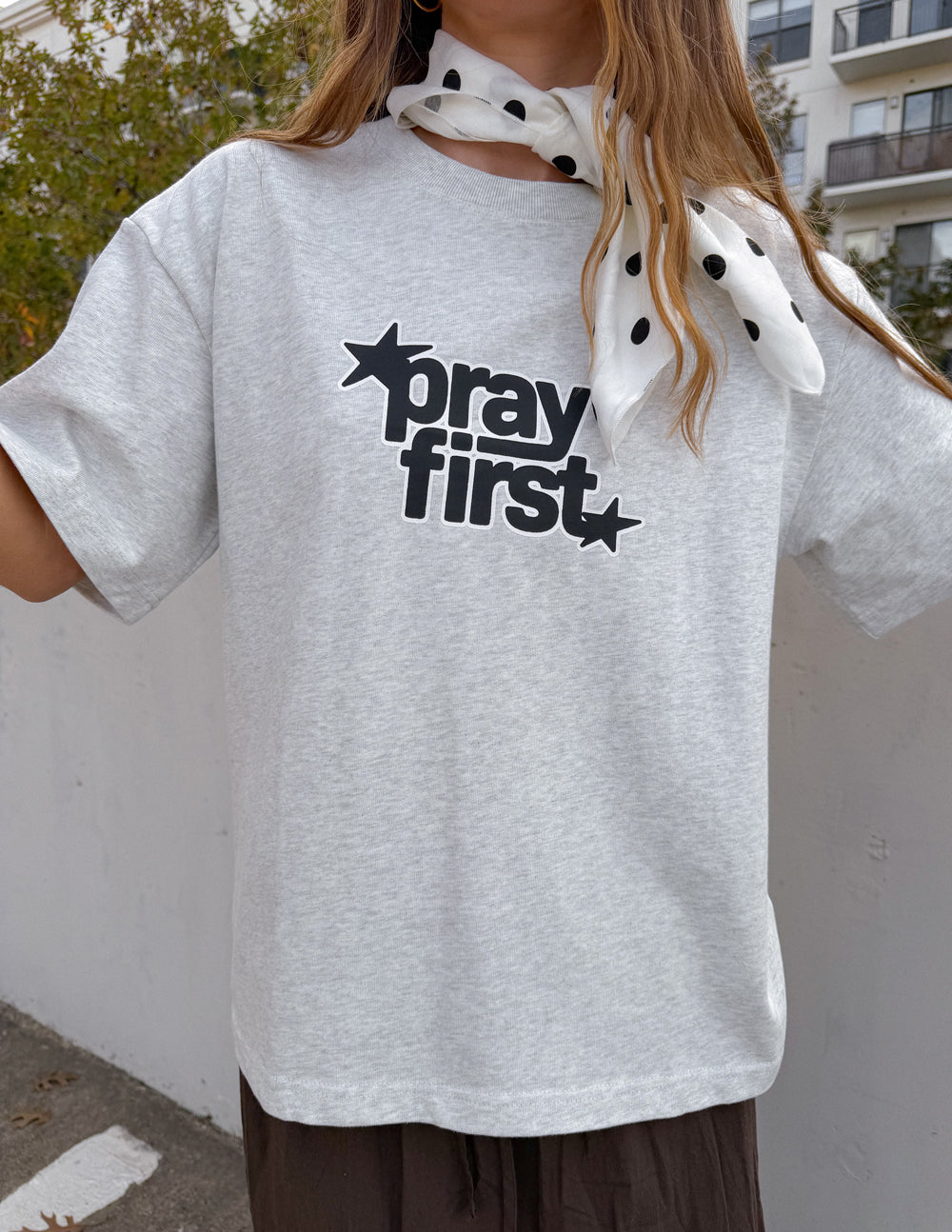 Pray First Heavyweight Tee – Christian T-Shirt