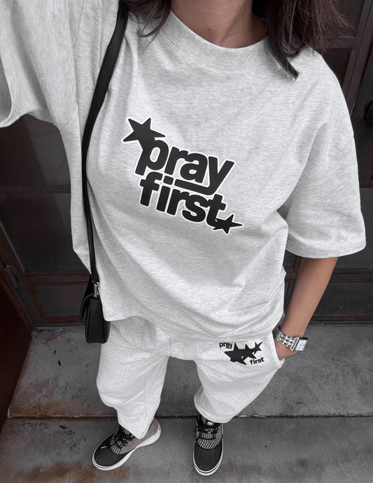 Pray First Heavyweight Tee – Christian T-Shirt