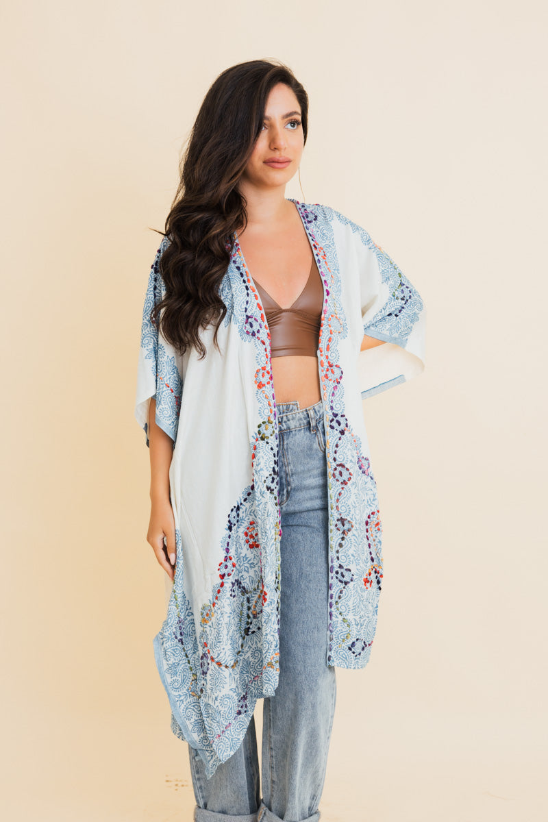 Bohemian Artisan Stitch Tapestry Kimono Leto Collection