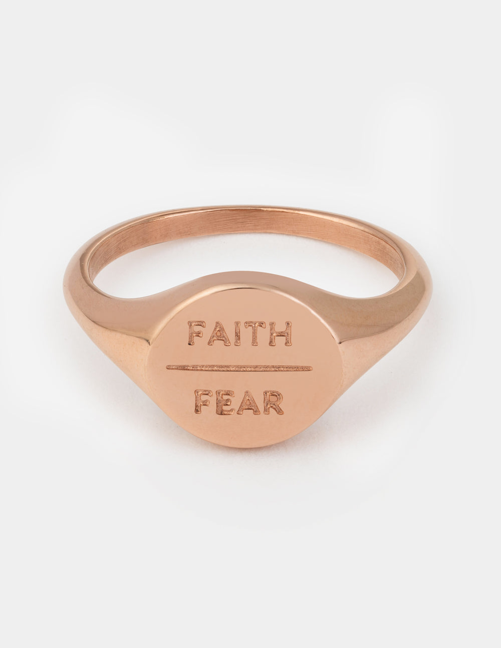 Rose Gold Faith Over Fear Ring – Christian Ring