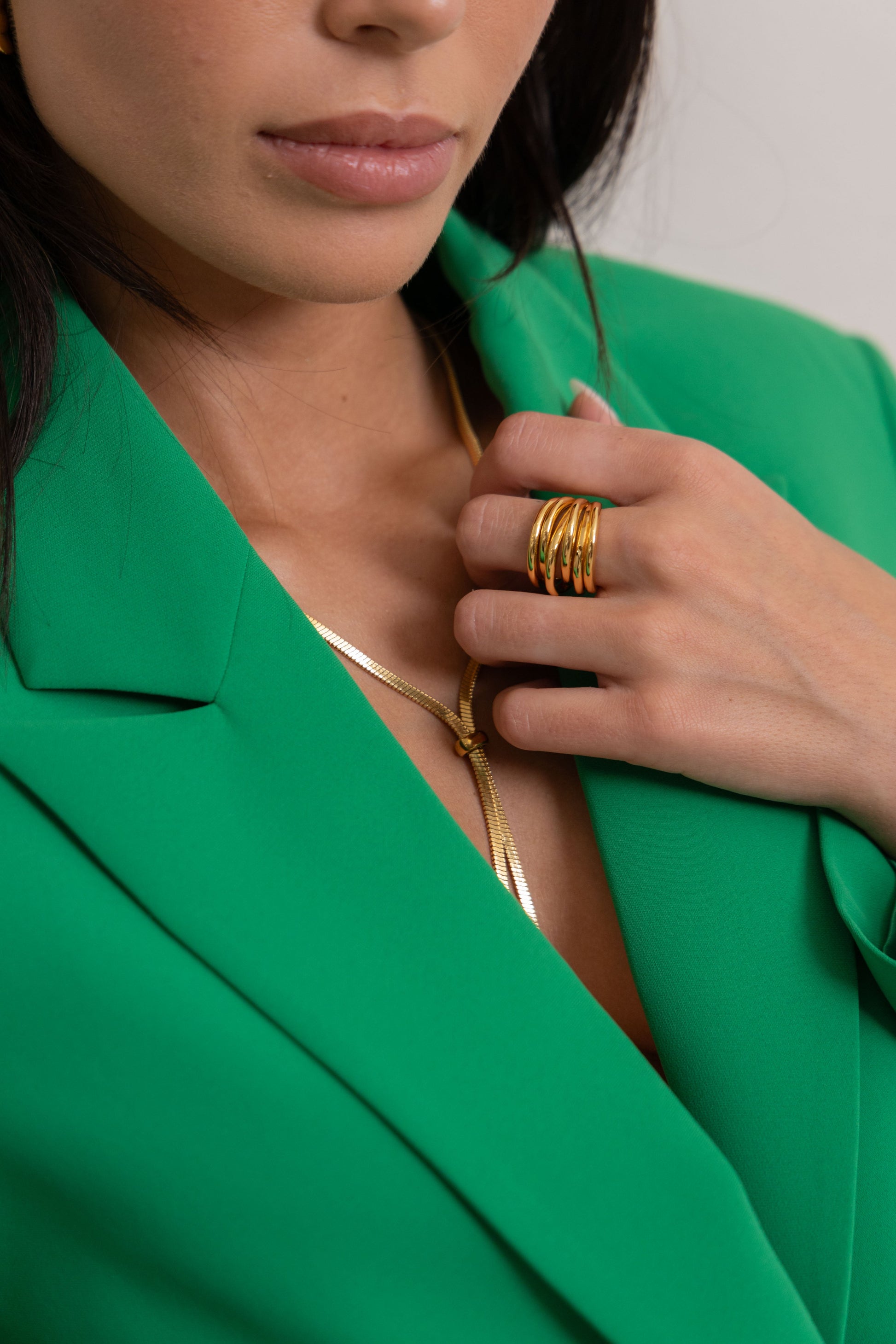 Lennon Multi Layered Gold Ring in azaria, view 13398 — Soul Flow Apparel