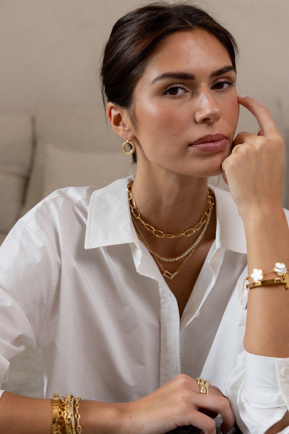 Bezel Tennis Necklace in azaria, view 13528 — Soul Flow Apparel