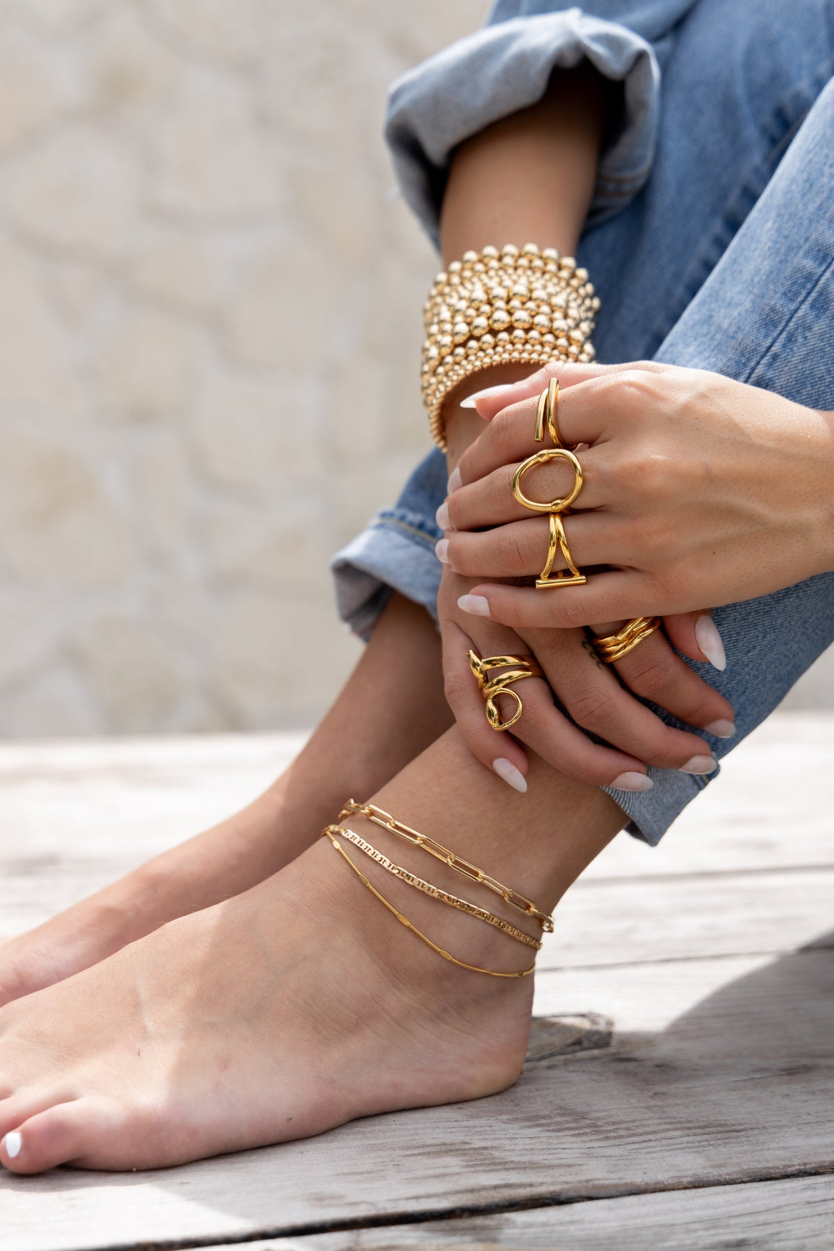 Carrie Paperclip Anklet in azaria, view 13662 — Soul Flow Apparel