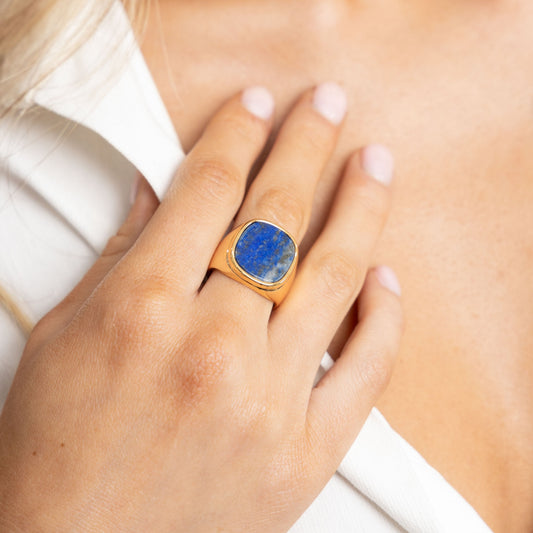 Lapis Lazuli Statement Ring in product, view 14521 — Soul Flow Apparel