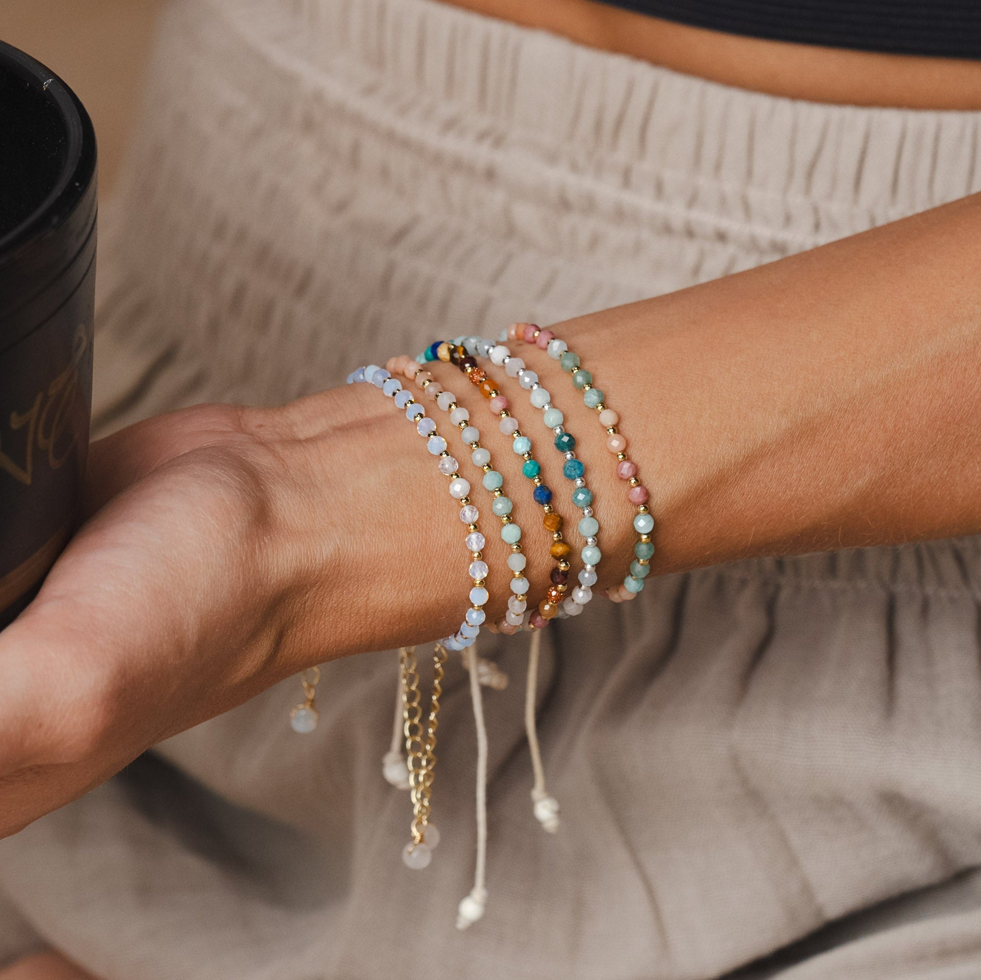 Moon & Sea 3mm Metal Accent Bracelet, view 1 — Soul Flow Apparel