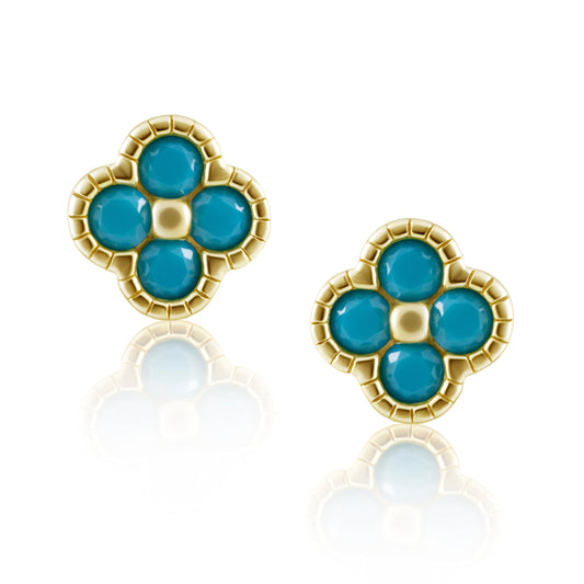 Gracie Cz Clover Studs Turquoise — Soul Flow Apparel