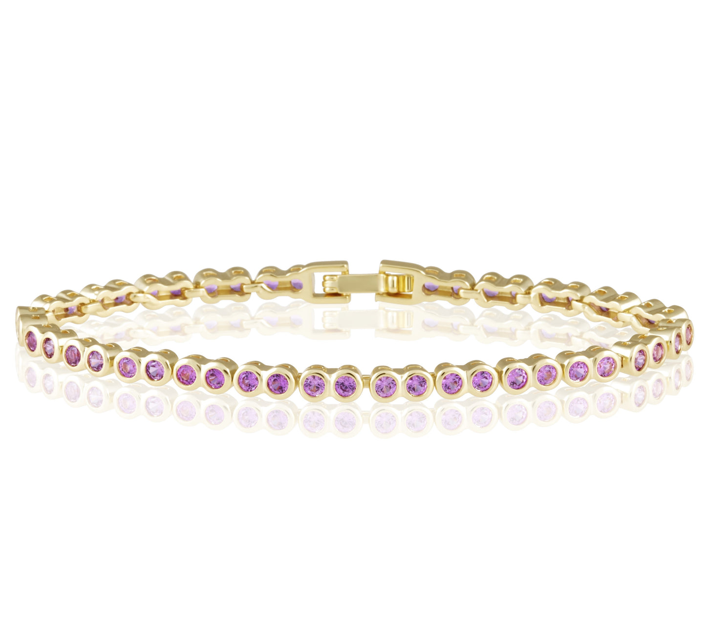 Bezel Tennis Bracelet- Pink — Soul Flow Apparel