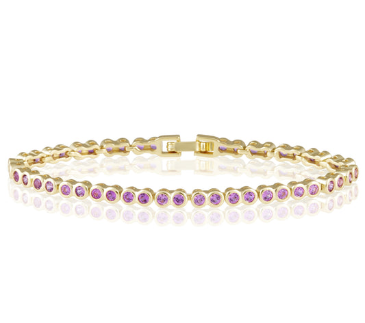 Bezel Tennis Bracelet- Pink — Soul Flow Apparel