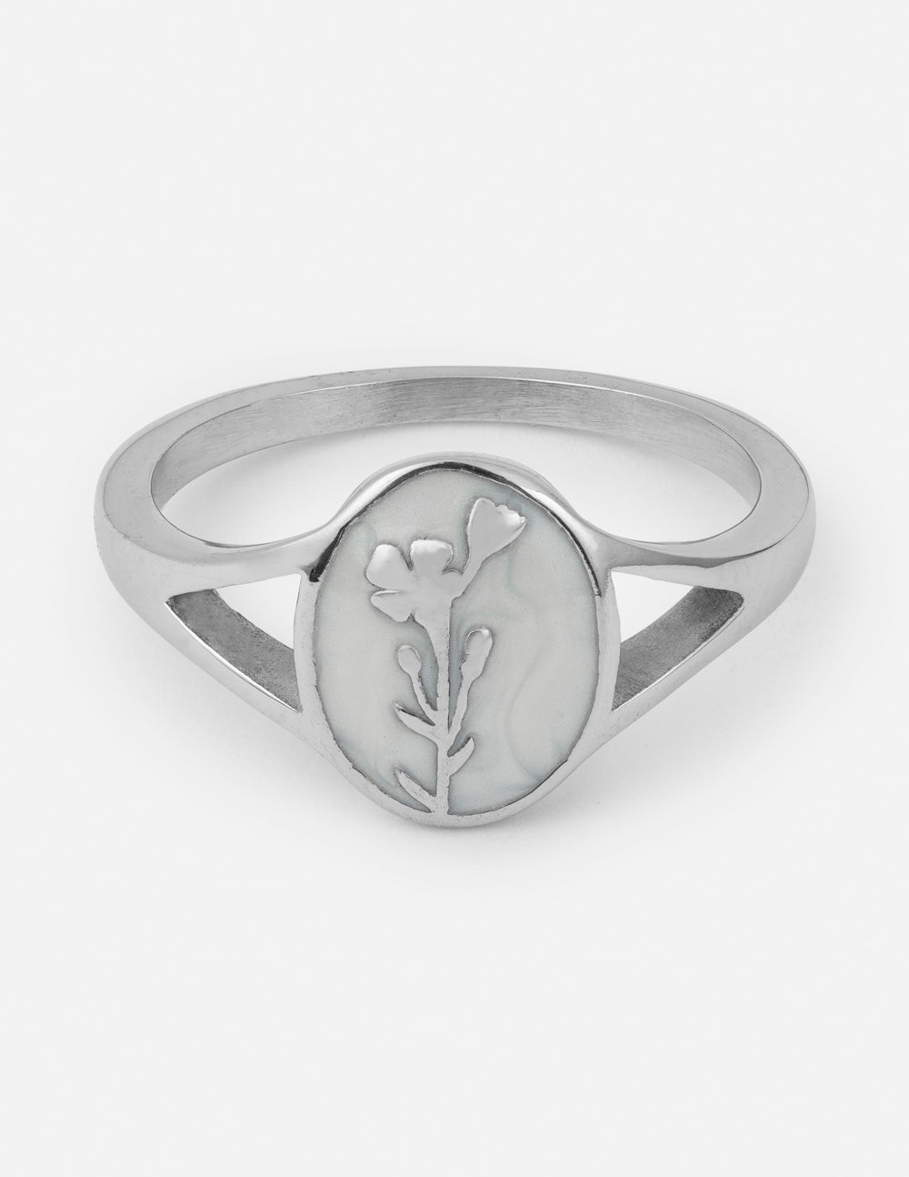 Silver Wildflower Signet Ring – Christian Ring