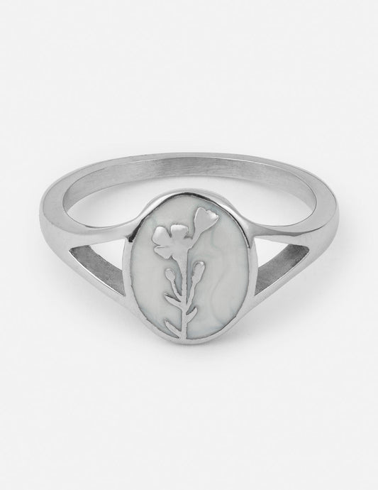 Silver Wildflower Signet Ring – Christian Ring