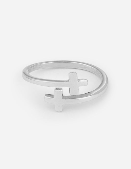 Silver Wrapped Cross Ring – Christian Ring