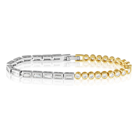 Spencer Two-Tone Bezel Tennis Bracelet — Soul Flow Apparel
