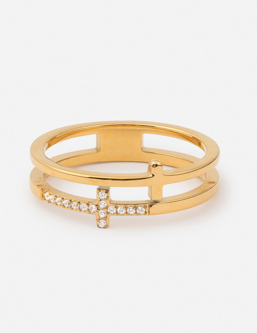 Stacked Cross Gem Ring – Christian Ring