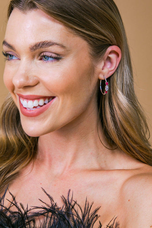 Sterling Tribal Earrings with Emerald Pink Center Stone and Cubic Zirconia — Soul Flow Apparel