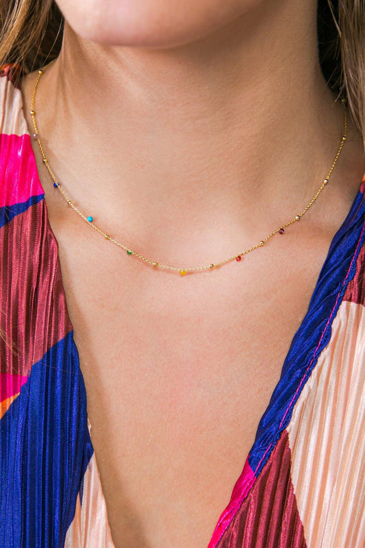 Pill By the Yard Necklace Rainbow Gemstone Seven Stones Korean Crafted — Soul Flow Apparel