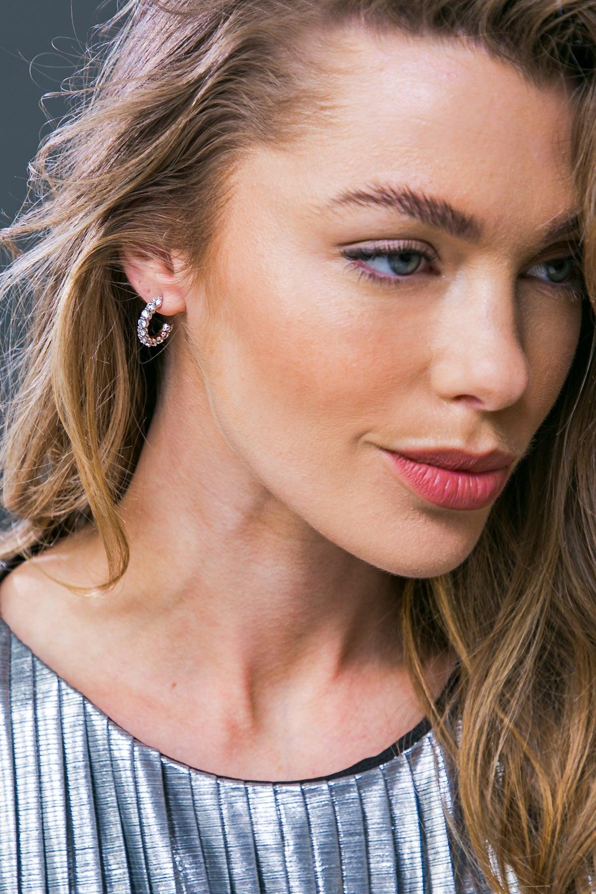 Ruby Hoop Earrings in 925 Sterling Silver with Cubic Zirconia — Soul Flow Apparel