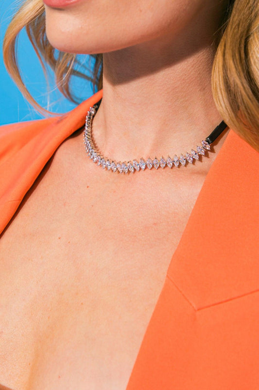 Rhinestone Diana Necklace with Zirconia and Metal Accents — Soul Flow Apparel