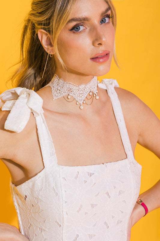 Choose Happiness Lace Pearl Choker Necklace Zinc Alloy Made in Korea — Soul Flow Apparel