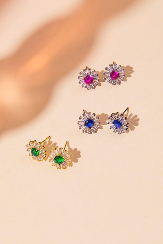 Vintage Sunflower Earrings Cubic Zirconia Crafted in Korea — Soul Flow Apparel