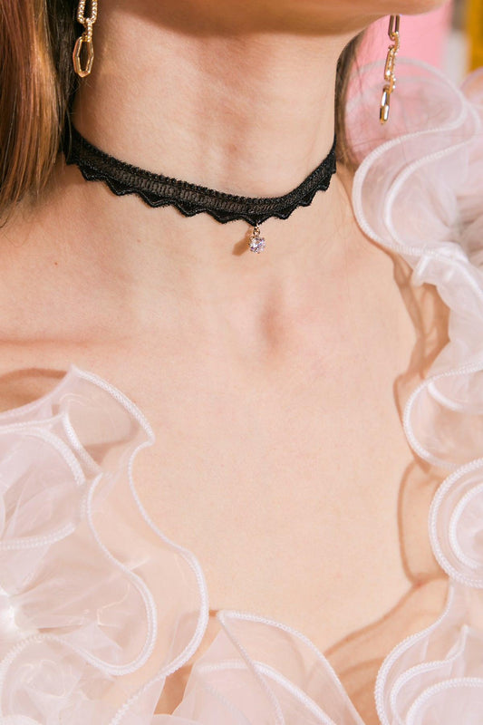 Pretty in Love Lace Choker with Pearl Pendant Korean Craftsmanship — Soul Flow Apparel