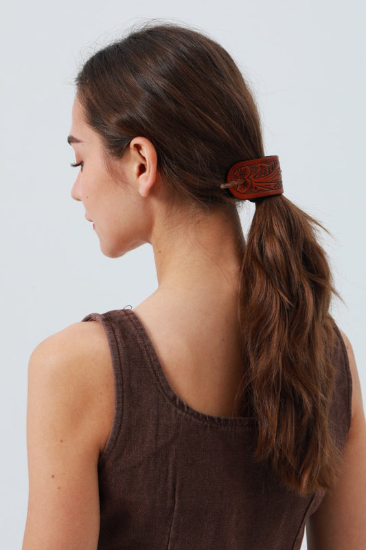 Western Tooled Leather Hair Stick – Cowgirl Styling Accent 🌵🐴 Leto Collection