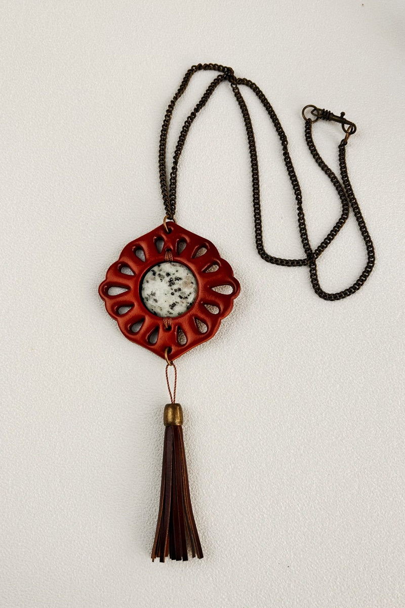 Tribal Circle Pendant Necklace – Leather & Turquoise ☀️ Leto Collection