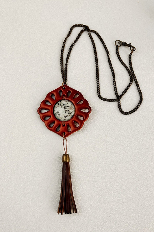 Tribal Circle Pendant Necklace – Leather & Turquoise ☀️ Leto Collection