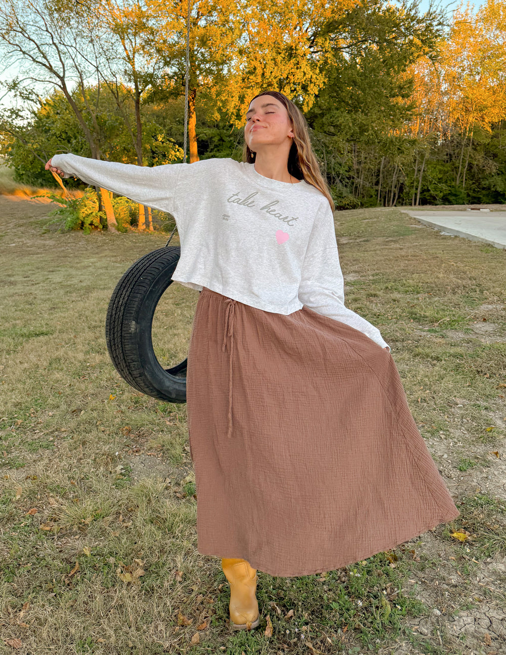 Take Heart Cropped LS Women's Tee – Christian T-Shirt