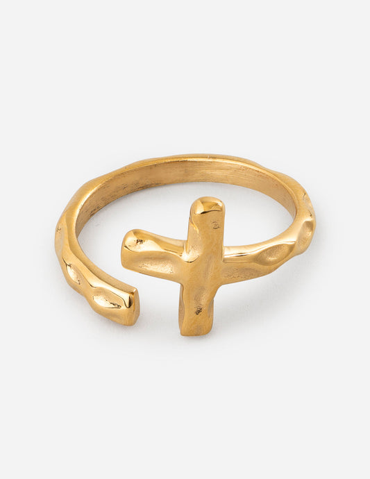 Textured Wrapped Cross Ring – Christian Ring