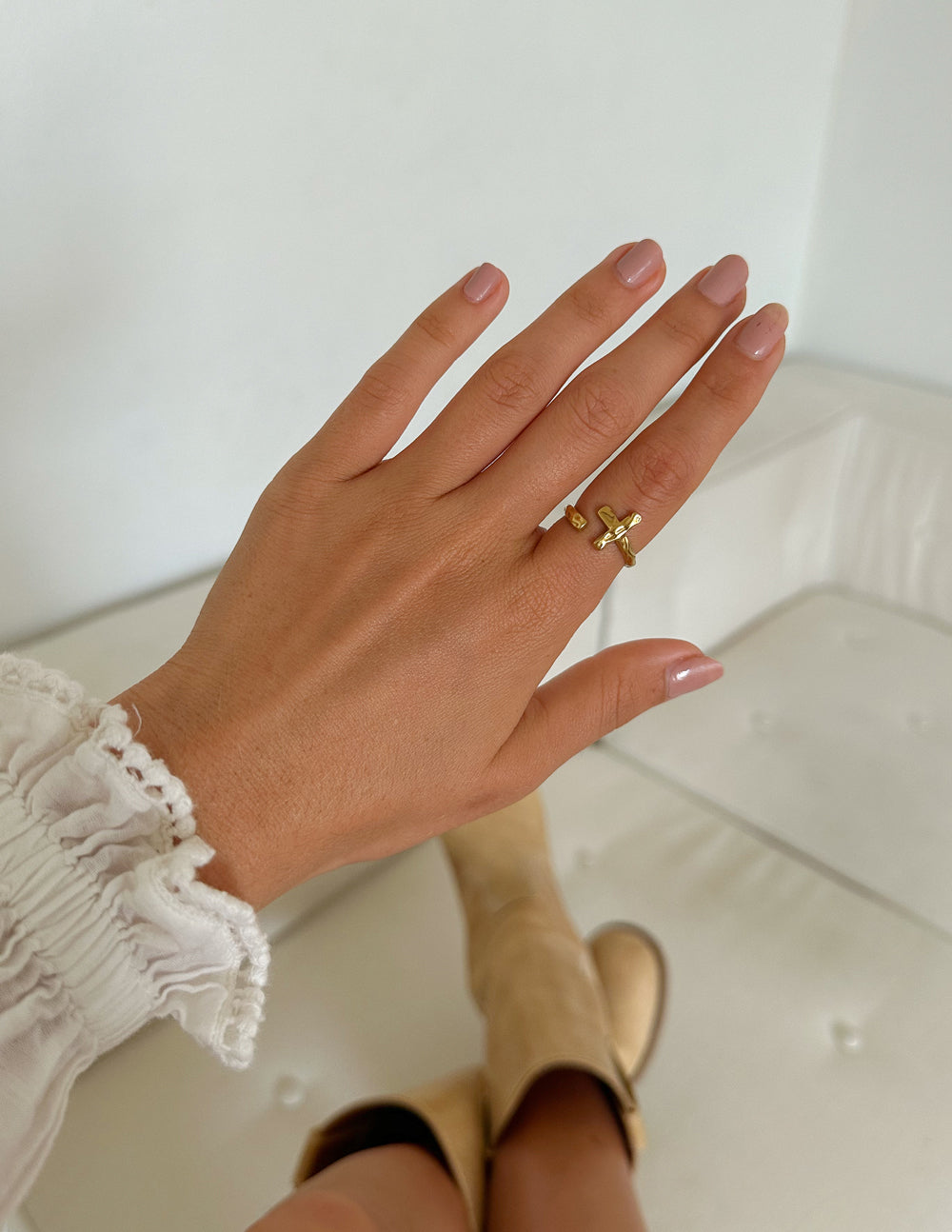 Textured Wrapped Cross Ring – Christian Ring