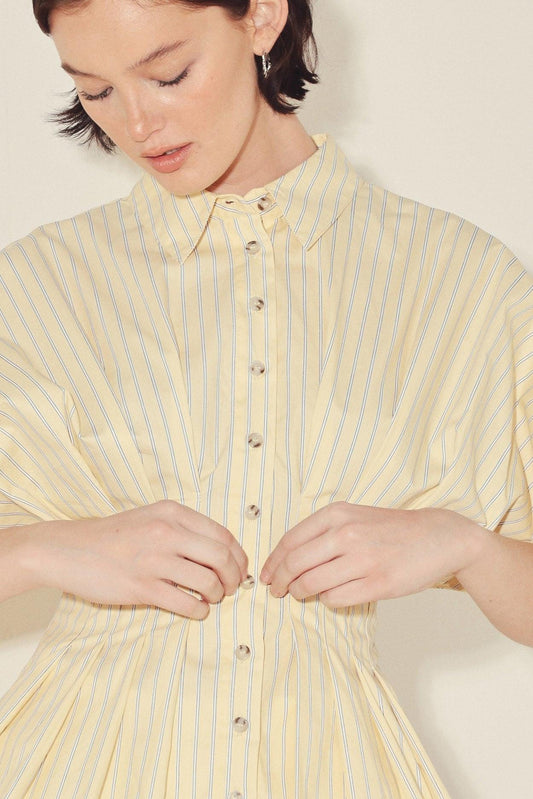 Butter Mode Activated Woven Top in yellow, view 2 — Soul Flow Apparel